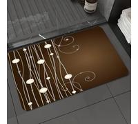 DALEXHM Microfibre Bath Mat, Door Mat, Pet Mat,Bathroom Rug Machine Washable,Non-slip,Super absorbent,Extra Soft,brown background with flowers place for text,24x39in