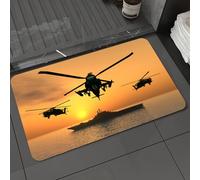 DALEXHM Microfibre Bath Mat, Door Mat, Pet Mat,Bathroom Rug Machine Washable,Non-slip,Super absorbent,Extra Soft,War, attack helicopter over the ocean and aircraft carrier on Combat Art Photo,20x31in