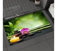 DALEXHM Microfibre Bath Mat, Door Mat, Pet Mat,Bathroom Rug Machine Washable,Non-slip,Super absorbent,Extra Soft,Relaxed spa - stones, orchids and candles, pebbles, purple orchids and burning,20x31in
