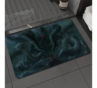 DALEXHM Microfibre Bath Mat, Door Mat, Pet Mat,Bathroom Rug Machine Washable,Non-slip,Super absorbent,Extra Soft,warrior standing looking Cthulhu Cosmic monster sea monster strom bad weather,20x31in