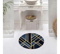 DALEXHM Microfibre Bath Mat, Door Mat, Pet Mat,Bathroom Rug Machine Washable,Non-slip,Super absorbent,Extra Soft,eometric Abstract Gold Stripes Marble Dark Blue Navy Fashion,24x24in