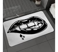 DALEXHM Microfibre Bath Mat, Door Mat, Pet Mat,Bathroom Rug Machine Washable,Non-slip,Super absorbent,Extra Soft,Abstract fantasy hand drawn woman biting sexy lips. Vector illustration for ta,16x24in