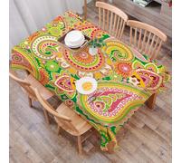 DALEXHM Table Cloth Wipe Clean Rectangular, wipeable tablecloths,Dining Table Cover for Kitchen Outdoor Garden Table,Paisley, Traditional Persian Paisley Pattern Print with Eastern Ethnic Vi,54x72 in