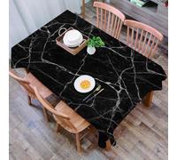 DALEXHM Table Cloth Wipe Clean Rectangular, wipeable tablecloths,Dining Table Cover for Kitchen Outdoor Garden Table,Black and white cracked marble stone wall texture seamless background,54x72 in