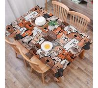 DALEXHM Table Cloth Wipe Clean Rectangular, wipeable tablecloths,Dining Table Cover for Kitchen Outdoor Garden Table,Seamless Pattern of Cartoon Dog Illustration Design,54x72 in