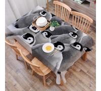 DALEXHM Table Cloth Wipe Clean Rectangular, wipeable tablecloths,Dining Table Cover for Kitchen Outdoor Garden Table,Emperor penguin with children the Antarctic.,54x72 in