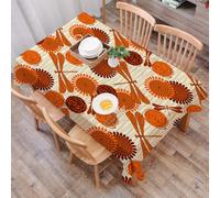 DALEXHM Table Cloth Wipe Clean Rectangular, wipeable tablecloths,Dining Table Cover for Kitchen Outdoor Garden Table,Floral pattern, repeated orange flowers and dragonfly designs evoke the s,54x72 in