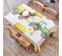 DALEXHM Table Cloth Wipe Clean Rectangular, wipeable tablecloths,Dining Table Cover for Kitchen Outdoor Garden Table,Watercolor seamless pattern tractor harvest haystacks,54x72 in
