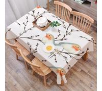 DALEXHM Table Cloth Wipe Clean Rectangular, wipeable tablecloths,Dining Table Cover for Kitchen Outdoor Garden Table,pattern of Willow branches and birds Robin vector on white background.,54x72 in