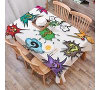 DALEXHM Table Cloth Wipe Clean Rectangular, wipeable tablecloths,Dining Table Cover for Kitchen Outdoor Garden Table,Pop art speech bubble question marks.,54x72 in