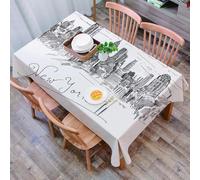 DALEXHM Table Cloth Wipe Clean Rectangular, wipeable tablecloths,Dining Table Cover for Kitchen Outdoor Garden Table,New York, hand drawn New York Cityscape tourism viag (2),54x72 in