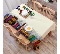 DALEXHM Table Cloth Wipe Clean Rectangular, wipeable tablecloths,Dining Table Cover for Kitchen Outdoor Garden Table,Read More Books, the colored book Read More Books contains bookshelf and,54x72 in