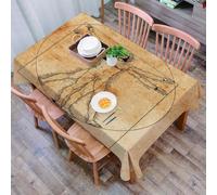 DALEXHM Table Cloth Wipe Clean Rectangular, wipeable tablecloths,Dining Table Cover for Kitchen Outdoor Garden Table,Human anatomy, Medieval Vitruvian Man hatching famous itali,54x72 in