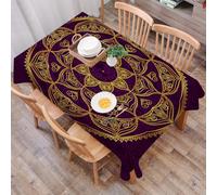 DALEXHM Table Cloth Wipe Clean Rectangular, wipeable tablecloths,Dining Table Cover for Kitchen Outdoor Garden Table,Mandala, Mandala Circulaire Design Orientale Old Fashioned,54x72 in