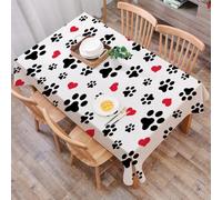 DALEXHM Table Cloth Wipe Clean Rectangular, wipeable tablecloths,Dining Table Cover for Kitchen Outdoor Garden Table,Dog Paw Cat Paw Heart Love Puppy Foot Print Kitten Valentine,54x72 in