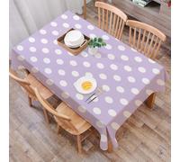 DALEXHM Table Cloth Wipe Clean Rectangular, wipeable tablecloths,Dining Table Cover for Kitchen Outdoor Garden Table,Lavender,Big White Polka Dots on Pastel Colored Background Retro Style Pa,54x72 in