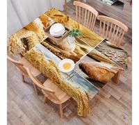 DALEXHM Table Cloth Wipe Clean Rectangular, wipeable tablecloths,Dining Table Cover for Kitchen Outdoor Garden Table,Harvest, Different stages of bread making from wheat to the end product,54x72 in