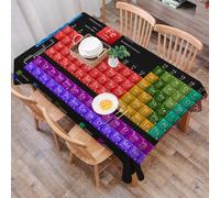 DALEXHM Table Cloth Wipe Clean Rectangular, wipeable tablecloths,Dining Table Cover for Kitchen Outdoor Garden Table,Periodic Table of the Elements with atomic number weight and symbol,54x72 in