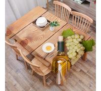 DALEXHM Table Cloth Wipe Clean Rectangular, wipeable tablecloths,Dining Table Cover for Kitchen Outdoor Garden Table,Wooden dining table display with a bottle of white wine, bottle opener an,54x72 in