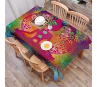 DALEXHM Table Cloth Wipe Clean Rectangular, wipeable tablecloths,Dining Table Cover for Kitchen Outdoor Garden Table,Yoga, Colored Chakra Points Padmasana, Breath,54x72 in