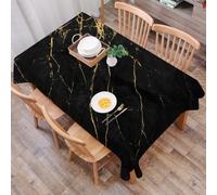 DALEXHM Table Cloth Wipe Clean Rectangular, wipeable tablecloths,Dining Table Cover for Kitchen Outdoor Garden Table,Black and Gold Marble Design Artwork,54x72 in