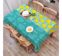 DALEXHM Table Cloth Wipe Clean Rectangular, wipeable tablecloths,Dining Table Cover for Kitchen Outdoor Garden Table,Rubber duck, yellow cartoon ducks swimming in the water pattern with funn,54x72 in