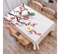 DALEXHM Table Cloth Wipe Clean Rectangular, wipeable tablecloths,Dining Table Cover for Kitchen Outdoor Garden Table,Japanese, Simple Cherry Blossom Tree Asian Botanical T,54x72 in