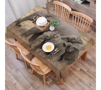 DALEXHM Table Cloth Wipe Clean Rectangular, wipeable tablecloths,Dining Table Cover for Kitchen Outdoor Garden Table,Safari Elephant Mom and Baby Elephant on African Grassland,54x72 in