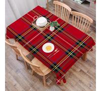 DALEXHM Table Cloth Wipe Clean Rectangular, wipeable tablecloths,Dining Table Cover for Kitchen Outdoor Garden Table,Red plaid, Western European culture inspired by abstract tartan motif d,54x72 in