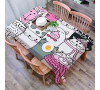DALEXHM Table Cloth Wipe Clean Rectangular, wipeable tablecloths,Dining Table Cover for Kitchen Outdoor Garden Table,cat, a group of cute kittens on pink background and,54x72 in