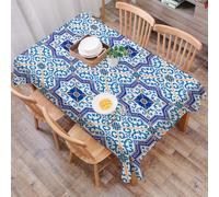 DALEXHM Table Cloth Wipe Clean Rectangular, wipeable tablecloths,Dining Table Cover for Kitchen Outdoor Garden Table,Moroccan,Moroccan Portuguese Style Classic Tiles Ornaments Islamic Histor,54x72 in