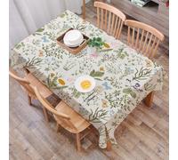 DALEXHM Table Cloth Wipe Clean Rectangular, wipeable tablecloths,Dining Table Cover for Kitchen Outdoor Garden Table,Flower stand, vintage garden plants with herbs flowers botanical classic,54x72 in