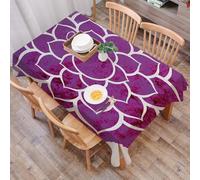 DALEXHM Table Cloth Wipe Clean Rectangular, wipeable tablecloths,Dining Table Cover for Kitchen Outdoor Garden Table,round purple lotus pattern with white outlines with a soft watercolor mix,54x72 in