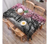 DALEXHM Table Cloth Wipe Clean Rectangular, wipeable tablecloths,Dining Table Cover for Kitchen Outdoor Garden Table,Pink Blossoms in Central Park Black and White Landscape NEW YORK CITY(1),54x72 in