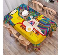 DALEXHM Table Cloth Wipe Clean Rectangular, wipeable tablecloths,Dining Table Cover for Kitchen Outdoor Garden Table,Yellow Submarine The Beatles Rock Band Illustration (2),54x72 in