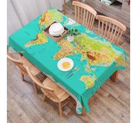 DALEXHM Table Cloth Wipe Clean Rectangular, wipeable tablecloths,Dining Table Cover for Kitchen Outdoor Garden Table,Map, world map geography continents and countries,54x72 in