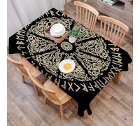 DALEXHM Table Cloth Wipe Clean Rectangular, wipeable tablecloths,Dining Table Cover for Kitchen Outdoor Garden Table,Ancient Scandinavian ornament shield Viking and Scandinavian runes isolat,54x72 in