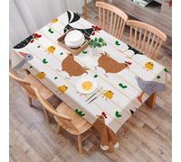 DALEXHM Table Cloth Wipe Clean Rectangular, wipeable tablecloths,Dining Table Cover for Kitchen Outdoor Garden Table,Easter chicken seamless pattern. Funny laying hens with baby chicks and e,54x72 in