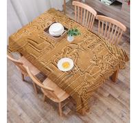 DALEXHM Table Cloth Wipe Clean Rectangular, wipeable tablecloths,Dining Table Cover for Kitchen Outdoor Garden Table,Egyptian, Egyptian hieroglyphs on the wall stone surface scripts ancient,54x72 in