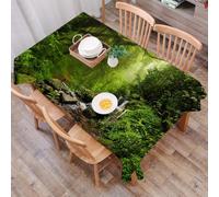 DALEXHM Table Cloth Wipe Clean Rectangular, wipeable tablecloths,Dining Table Cover for Kitchen Outdoor Garden Table,Glimpse the tranquility of nature, morning forest flow, sunny forest and,54x72 in