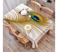 DALEXHM Table Cloth Wipe Clean Rectangular, wipeable tablecloths,Dining Table Cover for Kitchen Outdoor Garden Table,Peacock Decor,Illustration of Peacock Bird Feather Magica,54x72 in
