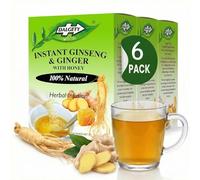 Dalgety Instant Ginseng and Ginger Tea With Honey - Herbal Infusion, 100% Natural, Caffeine Free Tea - Helps Build Your Immune System and Boosts Energy (6 Pack - 108 Teabags)
