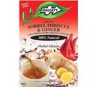 Dalgety Sorrel/Hibiscus & Ginger Herbal Infusion 3x45g Cartons (3 Pack) 100% Natural, Caffeine-Free Tea (Total 54 Teabags); Our Delicious Tea Builds the Immune System, Fights Fatigue & Boosts Energy