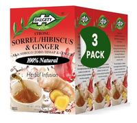 Dalgety Sorrel/Hibiscus & Ginger Tea Bags - Herbal Infusion 100% Natural, Caffeine-Free, Our Delicious Tea Builds the Immune System, Fights Fatigue & Boosts Energy (3 Pack - 54 Teabags)