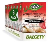 Dalgety Sorrel/Hibiscus & Ginger Tea Bags Herbal Infusion 100% Natural, Caffeine-Free, Our Delicious Tea Builds the Immune System, Fights Fatigue & Boosts Energy (6 Pack - 108 Teabags)