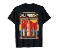 Dali Yunnan China Flag Three Pagodas Travel Art T-Shirt