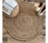 Dalia, 100% Paddy Straw Sea Grass, Thick, Artisitic One of A Kind Hand Woven Round Rug, Boho, Farmhouse, Natural, 120 cm Round, 120cm x 120cm