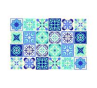 WALPLUS Sticky Back Tiles Bathroom Tile Stickers 15x15cm(6") Self Adhesive Wall Tiles Removable Tile Stickers for Kitchen Daliah Blue Turquoise Self Adhesive Tiles for Walls Upgrade 24 PCS