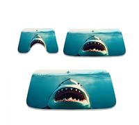Dalianlc Funny Shark Ocean Jaws Nautical Bathroom Bathtubs Fabric Bath Rugs and Mats Sets 3 Piece Memory Foam Bath Mat Velvet U-Shaped Contour Shower Mat WashableNon Slip Absorbent