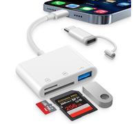 Dalimee 3 in 1 SD Card Reader for iPhone, [Apple MFi Certified], Lightning & USBC to SD Card Reader with SD, Micro SD/TF and USB A Slot, Plug & Play, Suitable for iPhone/iPad/Mac/Android phone/Laptop
